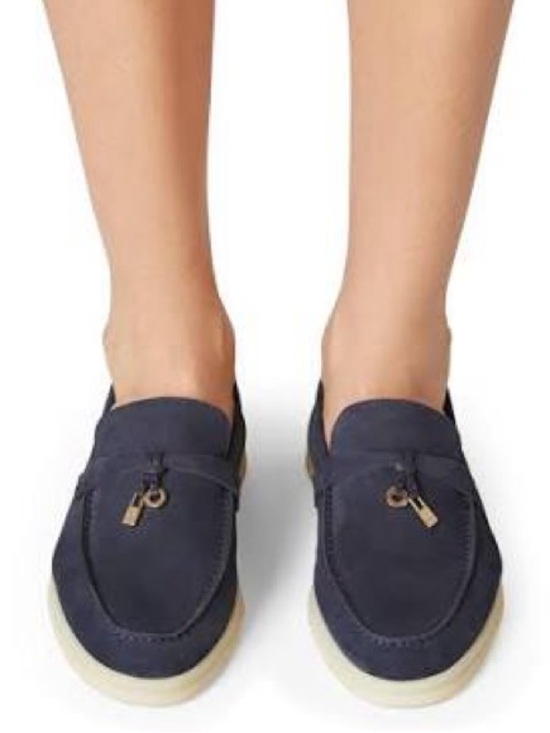 Loro Piana Shoes - Loro Piana Women’s Summer Walker Navy Suede Slip-On Loafers